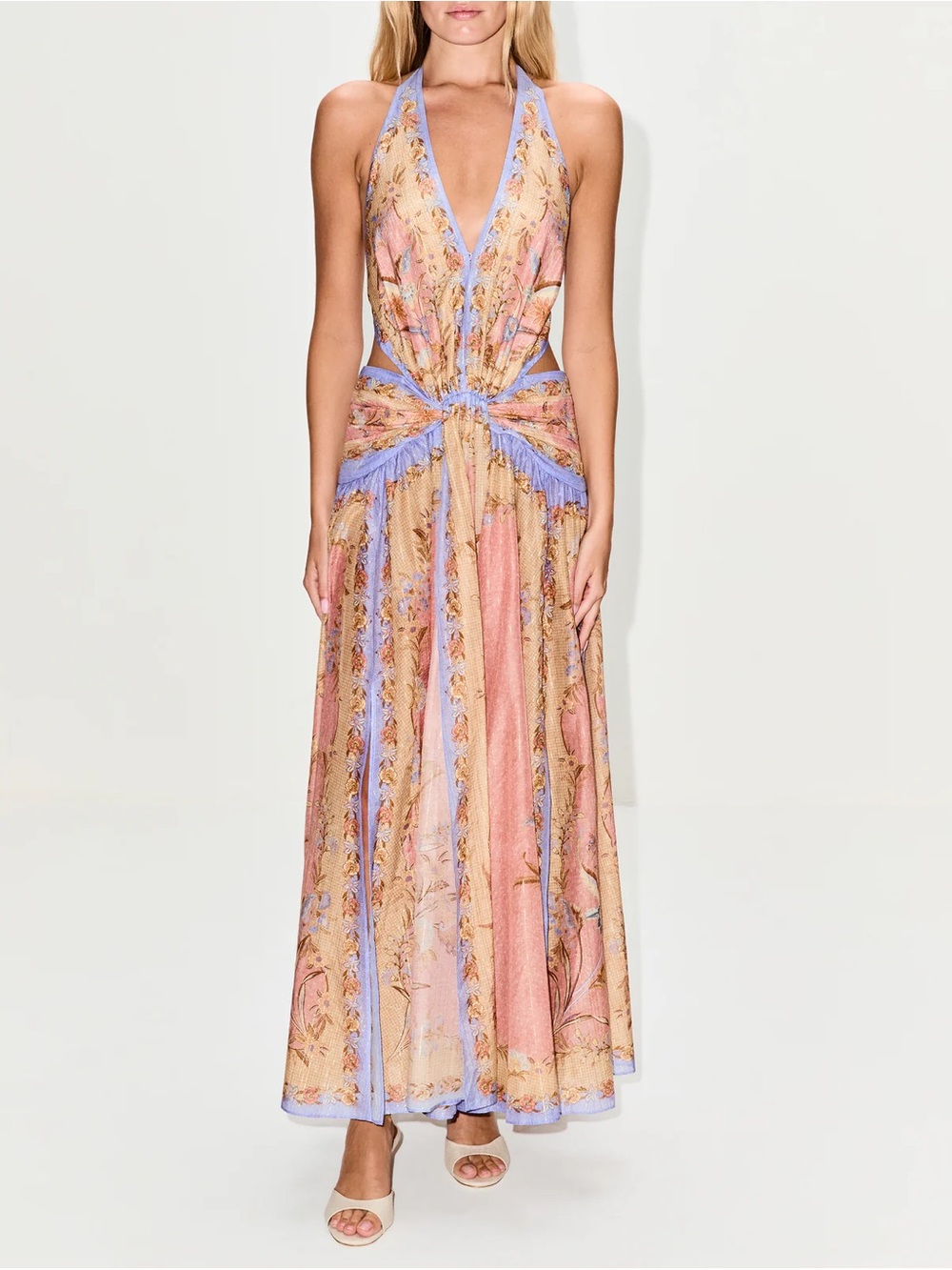Zimmermann Peach & Lavender Cutout Maxi Dress